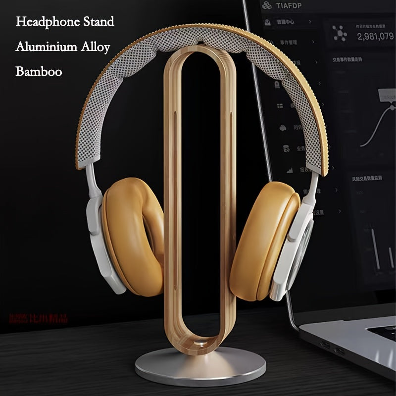Wooden Headphone Stand with Metal Base