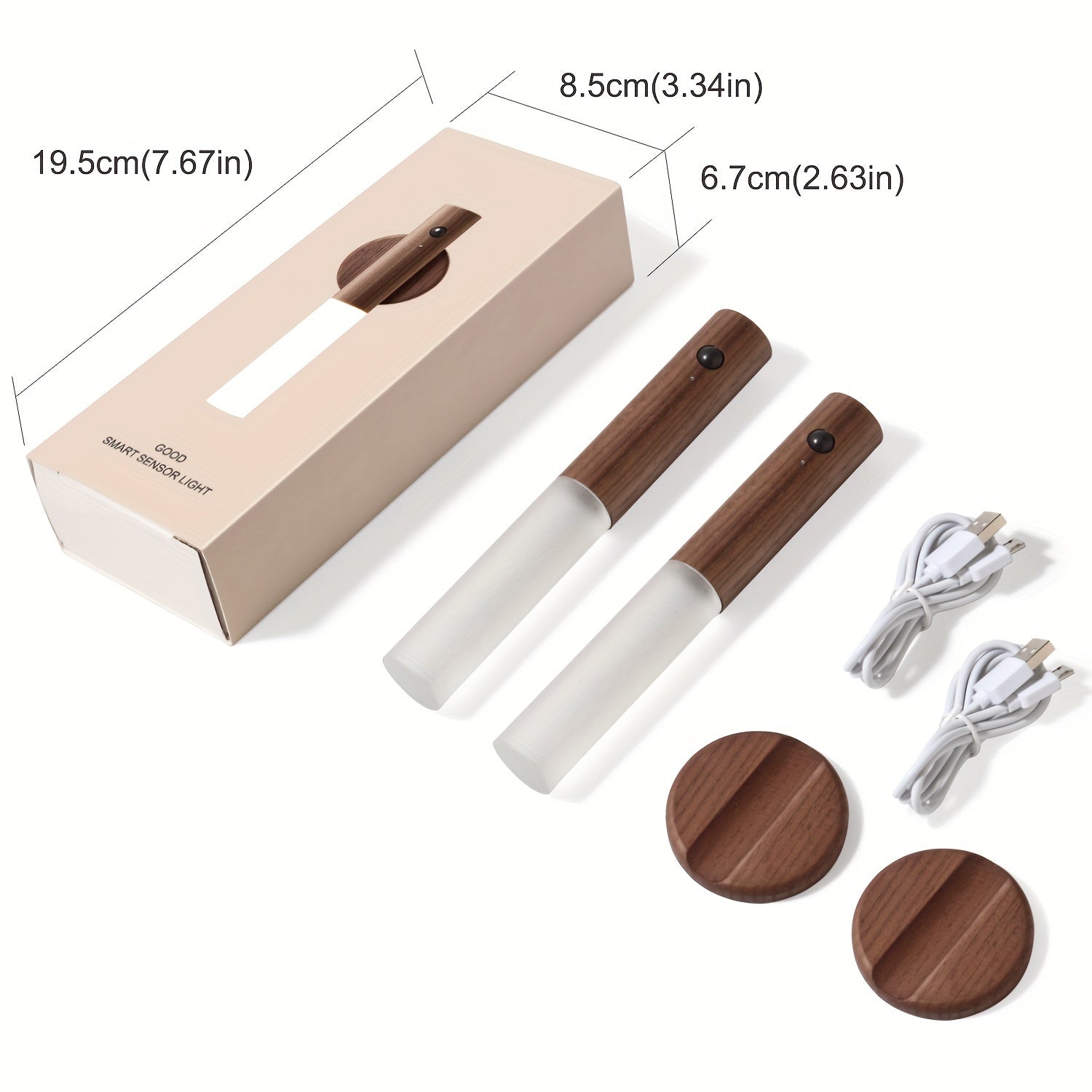 2pcs Modern Simple Smart Sensor Light, Japanese Wooden Night Light, Led Wall Light Corridor Light, USB Powered