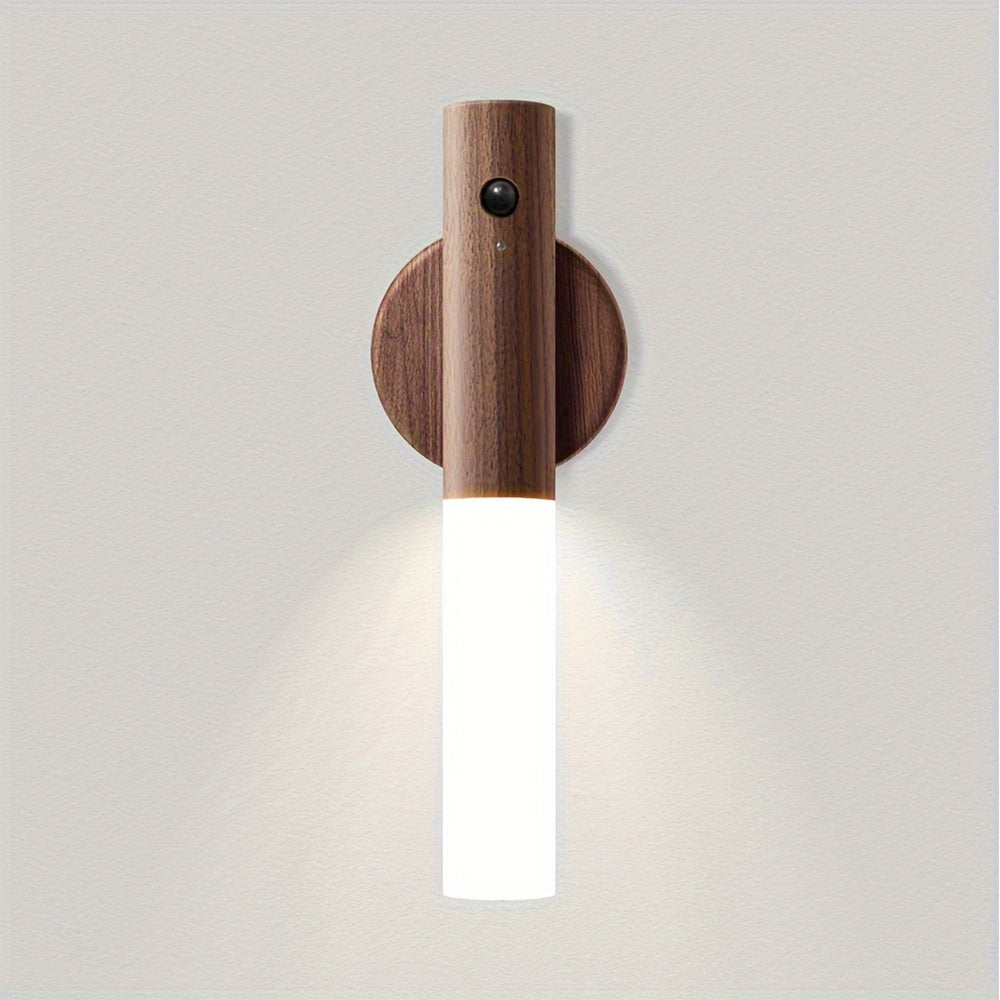 2pcs Modern Simple Smart Sensor Light, Japanese Wooden Night Light, Led Wall Light Corridor Light, USB Powered