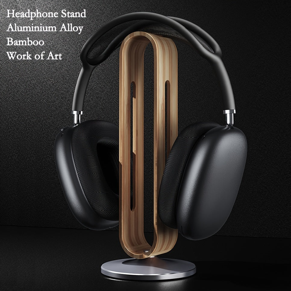 Wooden Headphone Stand with Metal Base