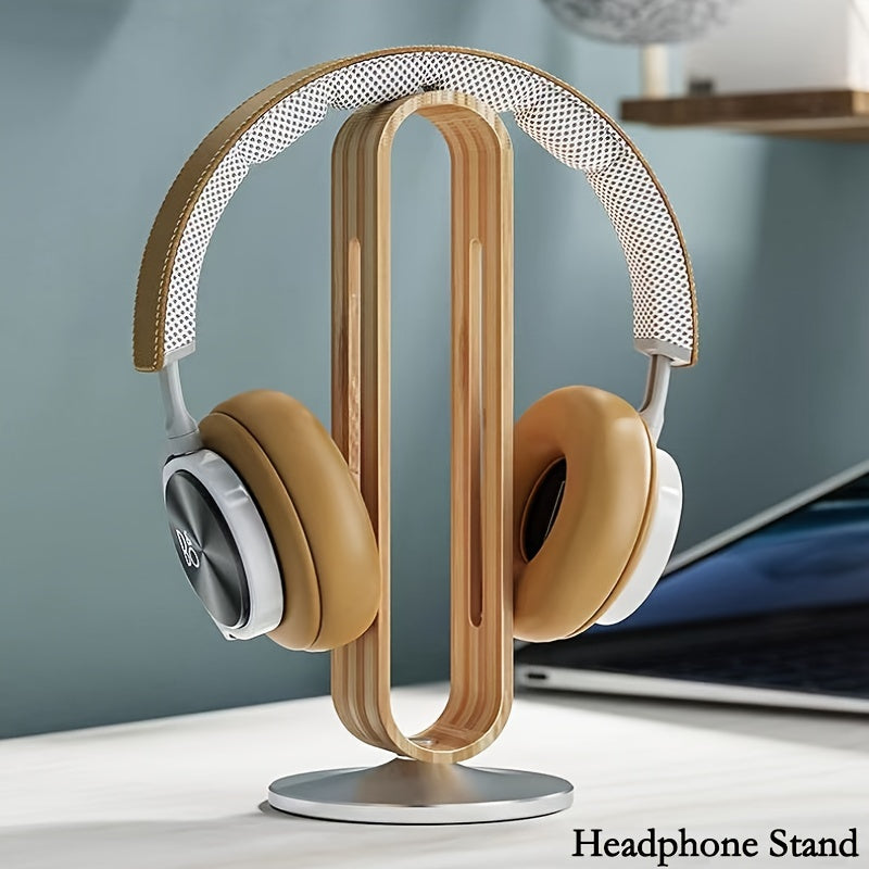 Wooden Headphone Stand with Metal Base