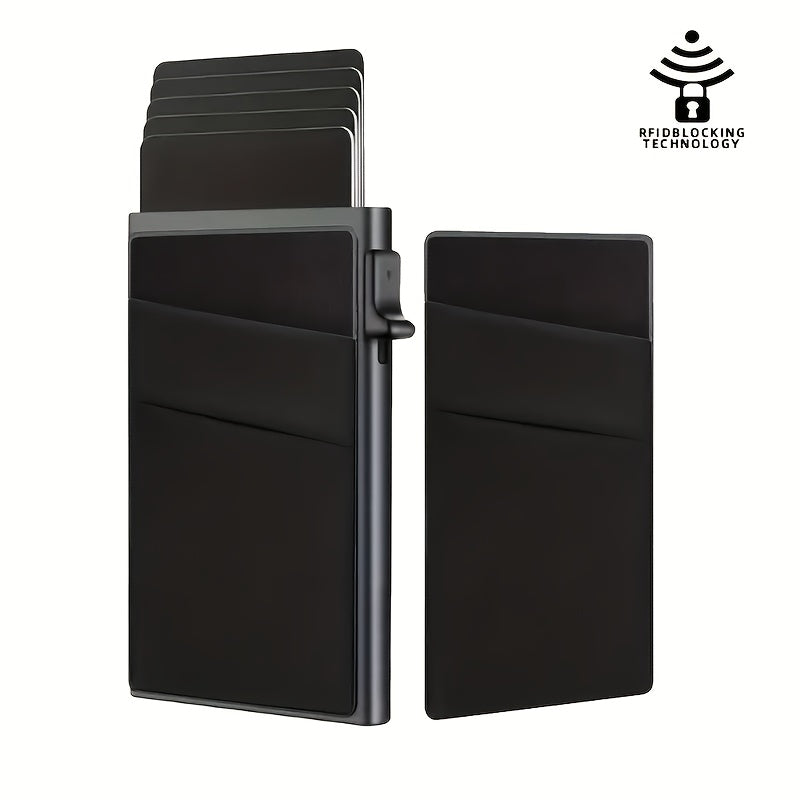 1pc Men's Minimalist RFID Card Holder, Aluminum Alloy Automatic Pop-up Credit Card Holder