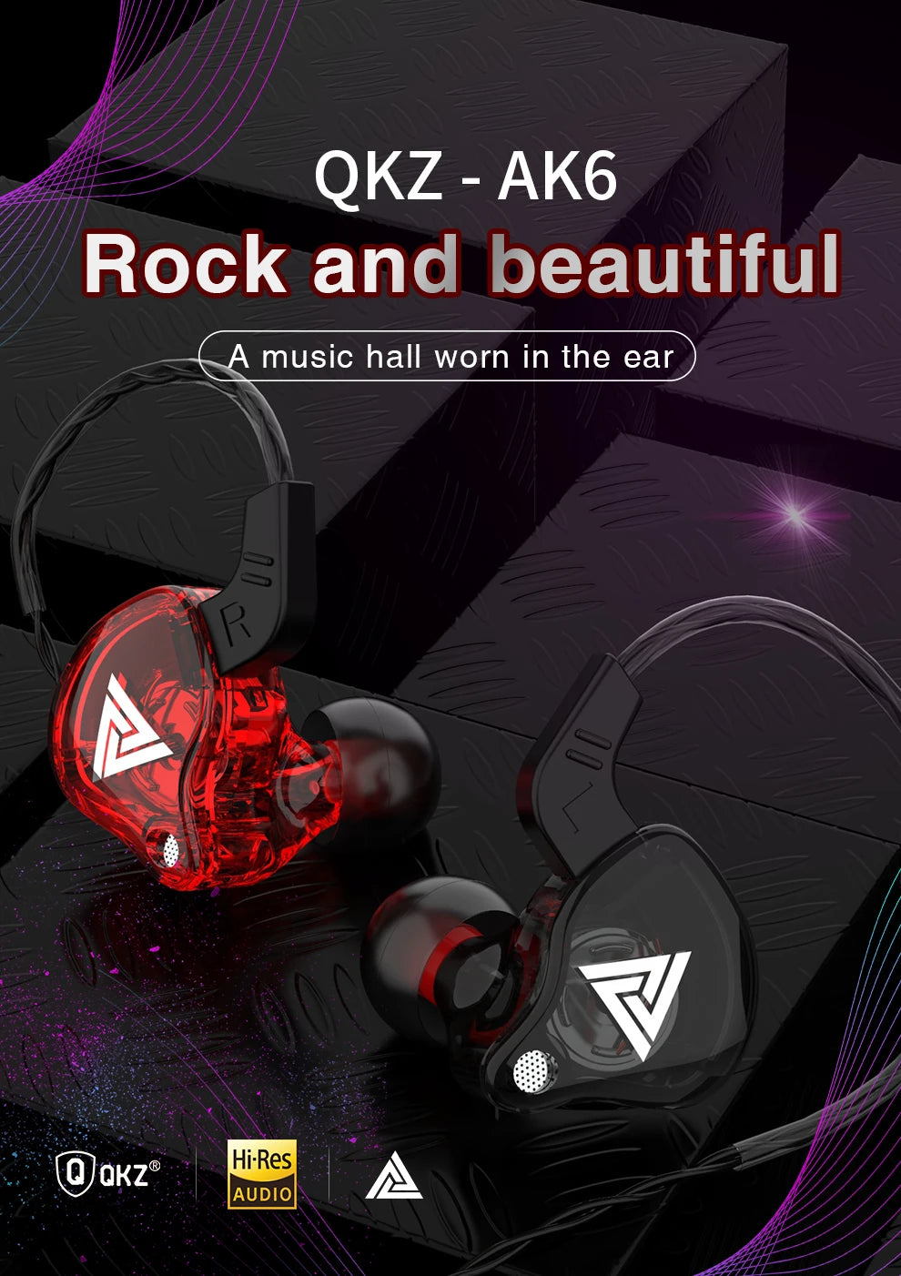 QKZ AK6 In Ear Earphone 6 Dynamic Driver Unit Headphone With Mic