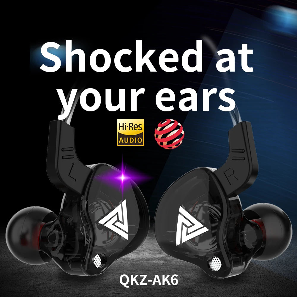 QKZ AK6 In Ear Earphone 6 Dynamic Driver Unit Headphone With Mic