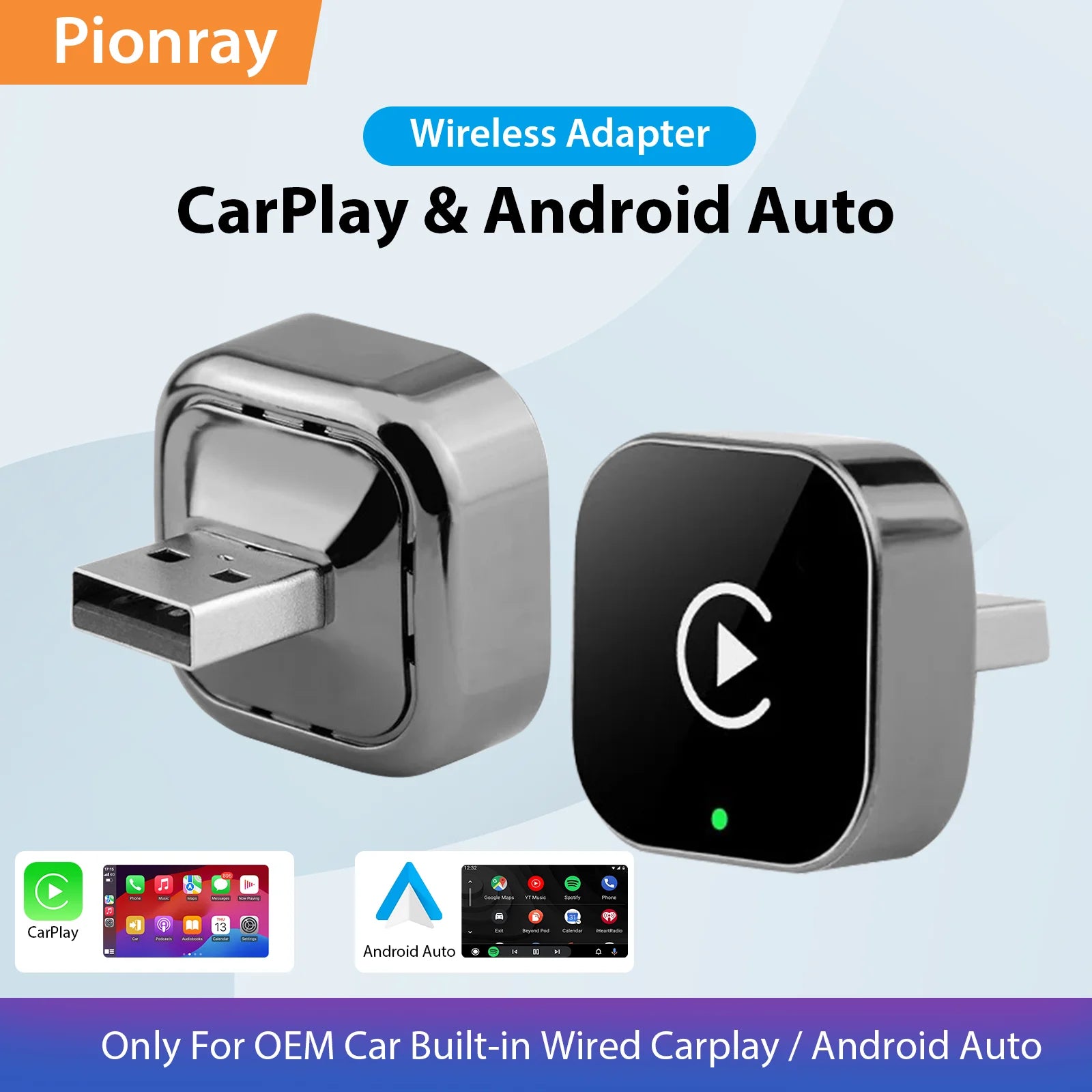 Pionray 2 in 1 Wireless CarPlay/Android
