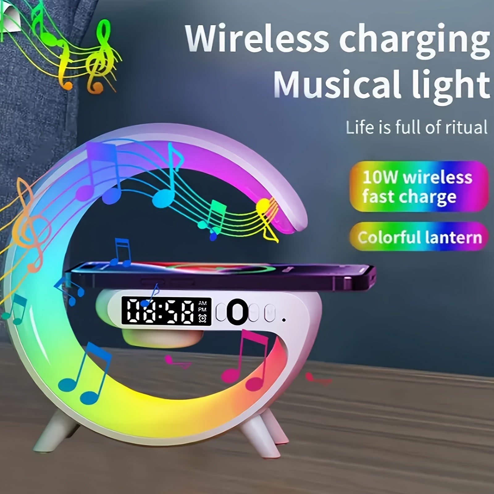 Wireless Charging Speaker With Large G Atmosphere Lamp