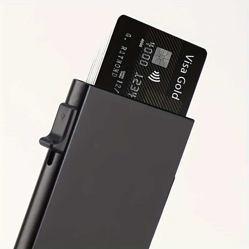 1pc Men's Minimalist RFID Card Holder, Aluminum Alloy Automatic Pop-up Credit Card Holder