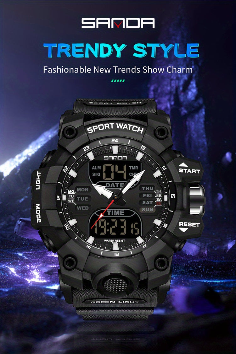SANDA Fashion Men's Waterproof Multi Functional Watch